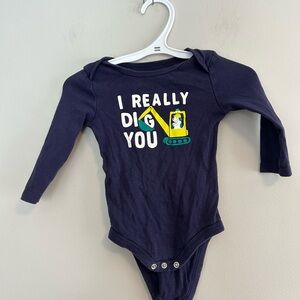 Joe Fresh 6/12m Navy dig you excavator  long Sleeve onesie